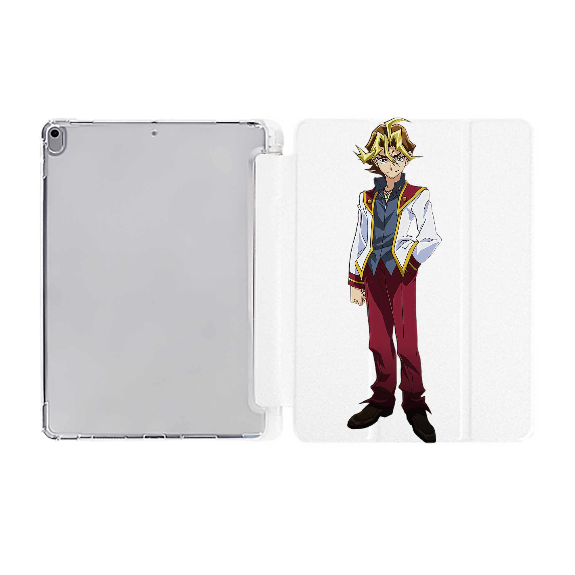 （画像用） 遊☆戯☆王 Yu-Gi-Oh! IPad ケース ペン収納付き 三つ折りスタンド PUレザー×シリコン 対応機種9.5/10.5/10.9インチ